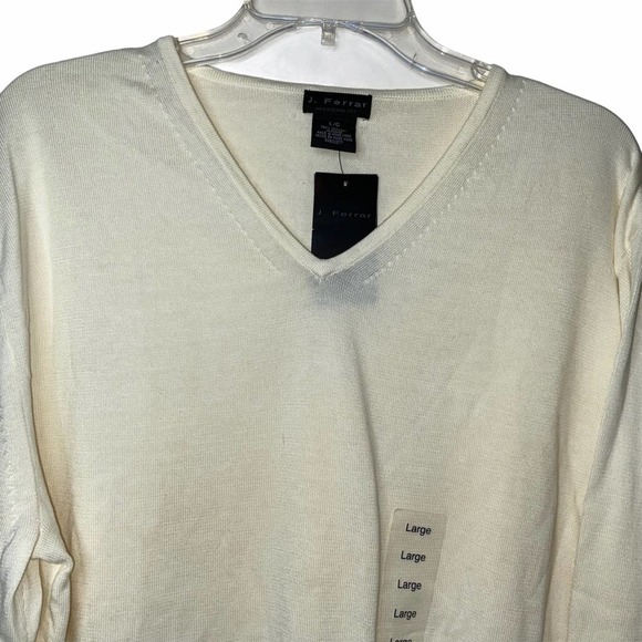 J Ferrar V-Neck Cream Pullover Sweater NEW - Picture 2 of 8
